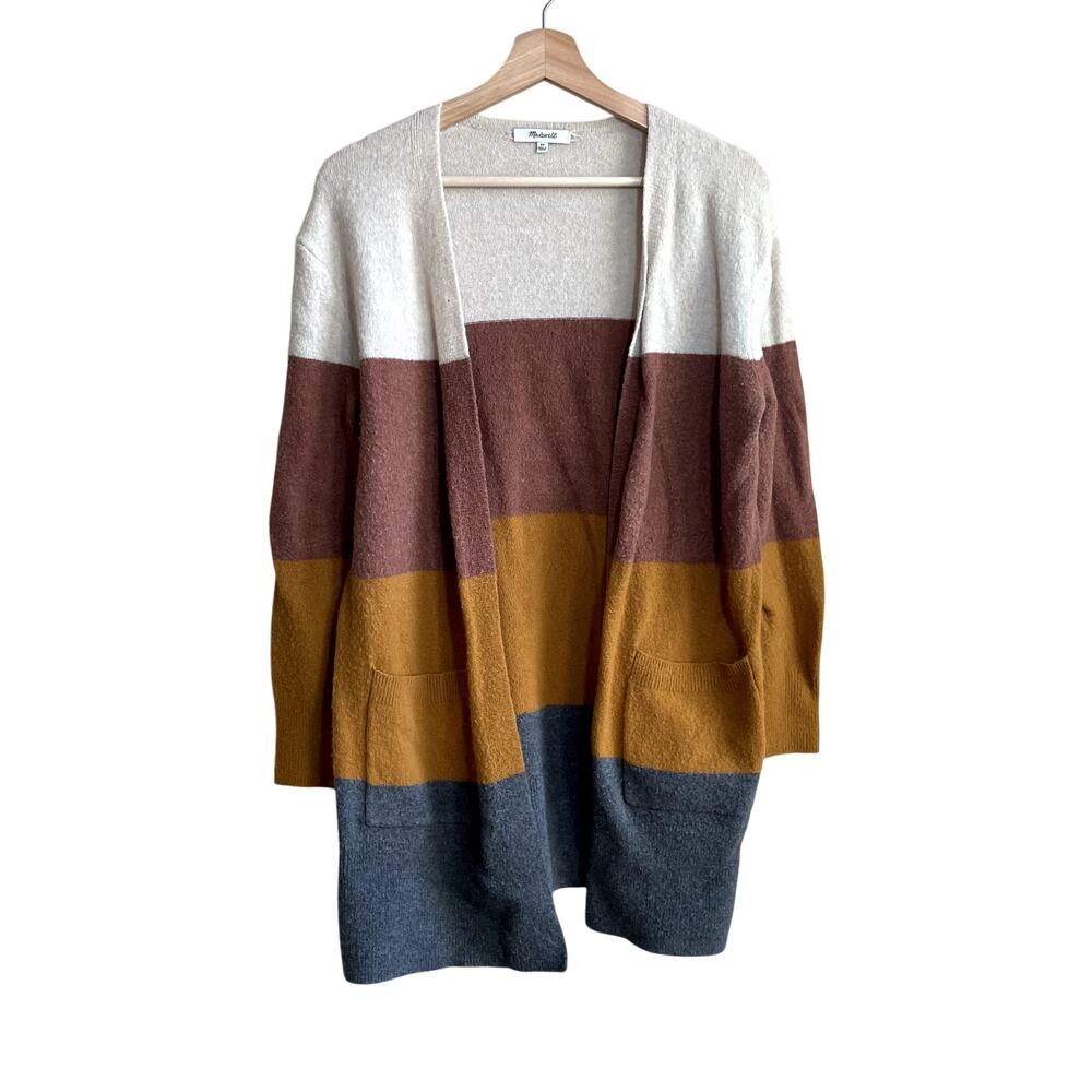 Madewell‎ wool-alpaca blend colorblock knit open front cardigan women's size XS